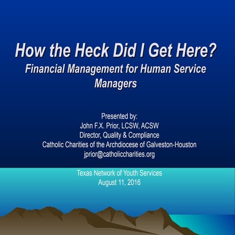Financial Management for Human Service Managers