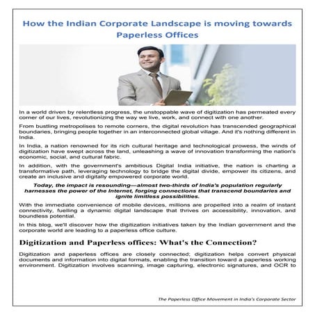 How the Indian Corporate Landscape is moving towards Paperless Offices