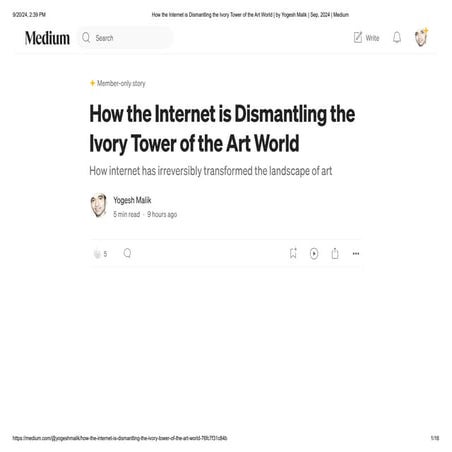 How the Internet is Dismantling the Ivory Tower of the Art World _ by Yogesh ...