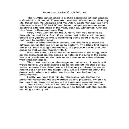 How The Junior Choir Works