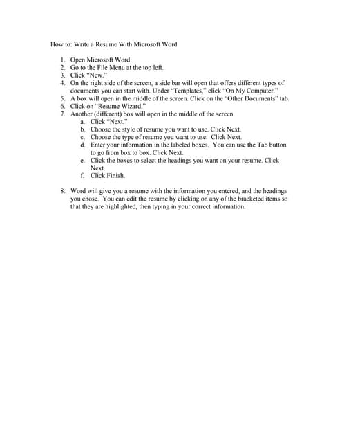 How To Use Word Resume Wizard