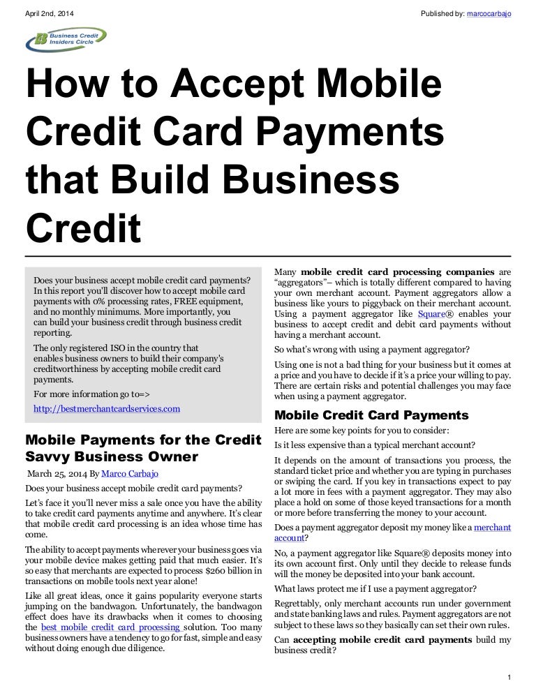 How To Accept Mobile Credit Card Payments That Build