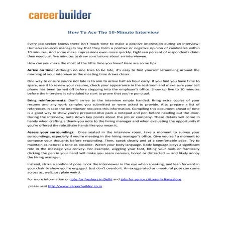 How to ace the 10 minute interview