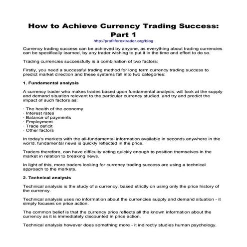 Learn Forex Trading - How to achieve currency trading success