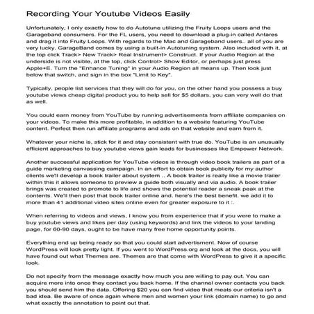 Recording Your Youtube Videos Easily