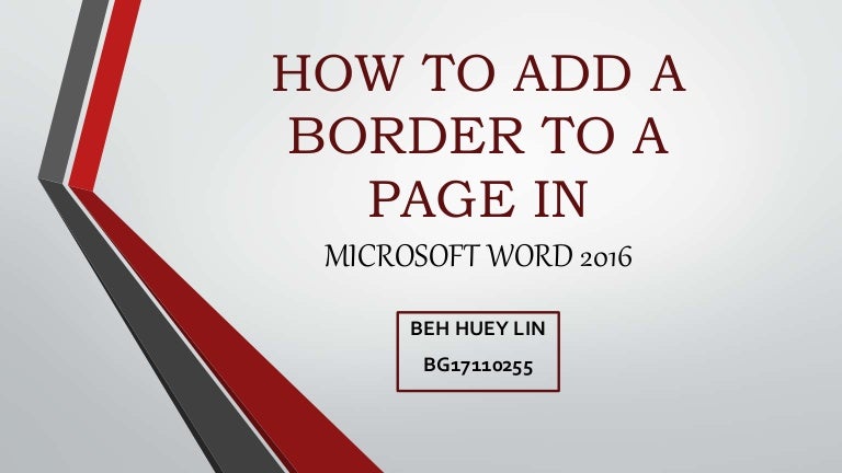 How to add a border to a page in Microsoft Word 2016
