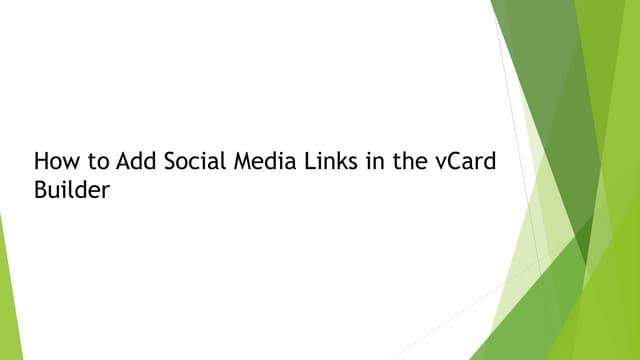 How to add social media links in the v card builder