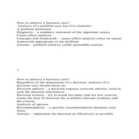 How to analyze a business case Analysis of a problem case has.docx