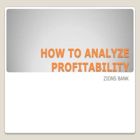 How to analyze profitability