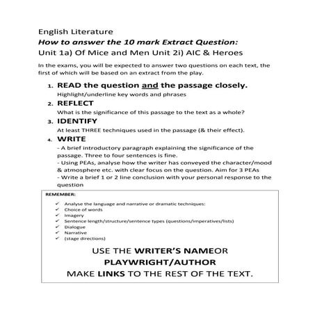 How to answer the 10 mark (extract) question