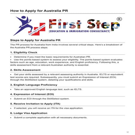 Understanding the Australia for PR Process | PDF