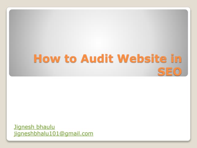 How to audit Website In SEO