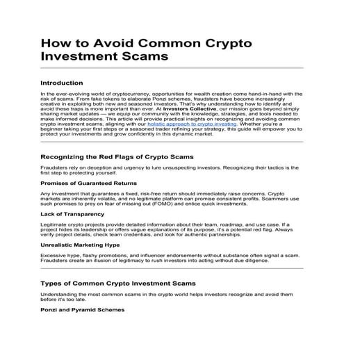 How To Avoid Common Crypto Investment Scams Docx