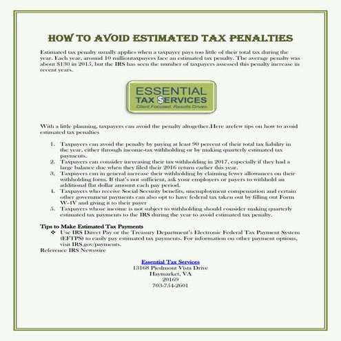 How to Avoid Estimated Tax Penalties