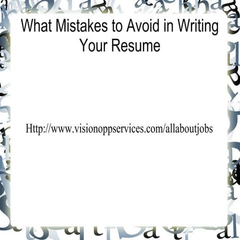 Most common resume mistakes | PPTX