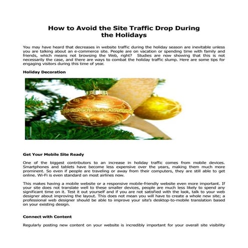 How to avoid the site traffic drop during