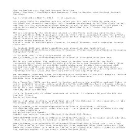 How to backup your outlook account settings