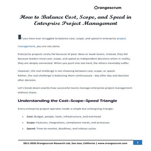 How to Balance Cost, Scope, and Speed in Enterprise Project Management ...