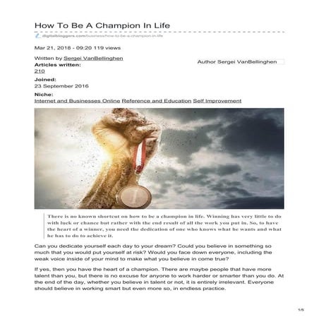 How to be a champion in life