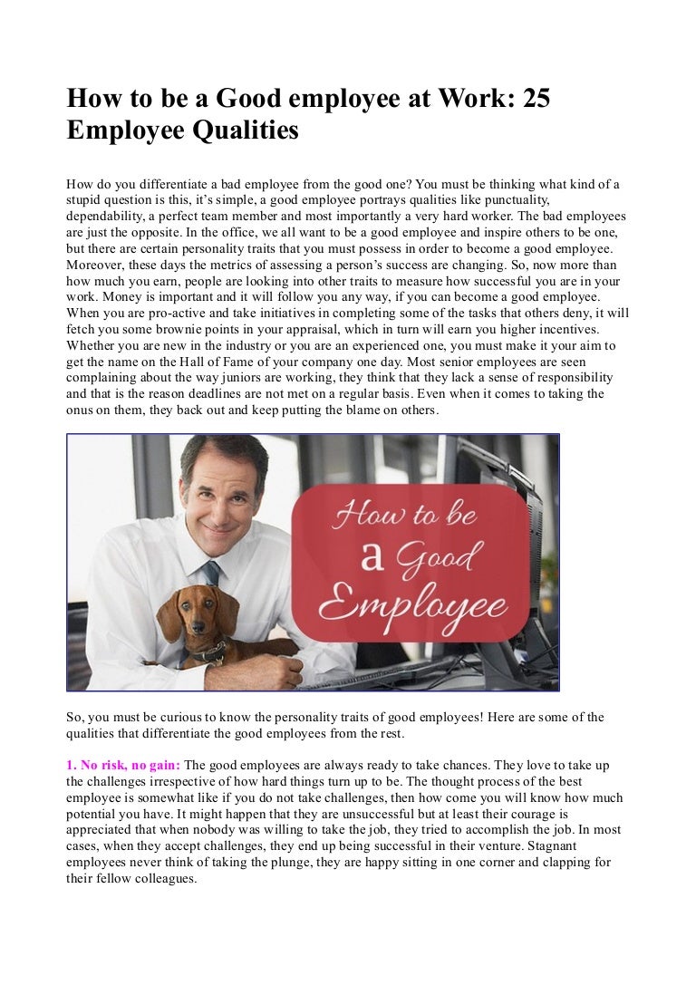 How to be a good employee at work 25 employee qualities
