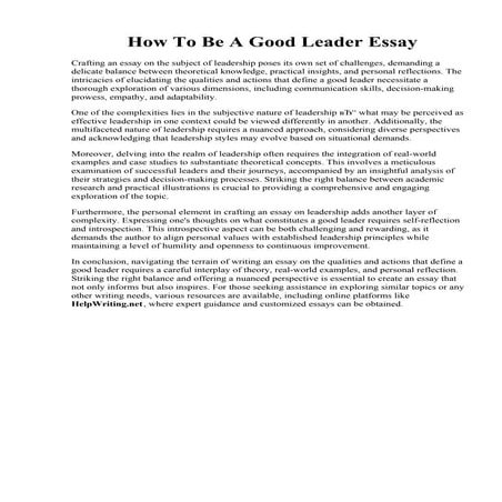 How To Be A Good Leader Essay.pdf