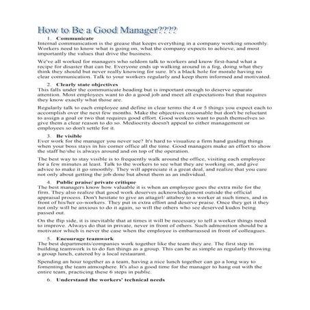 How to be a good manager