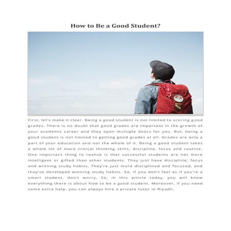 How to Be a Good Student
