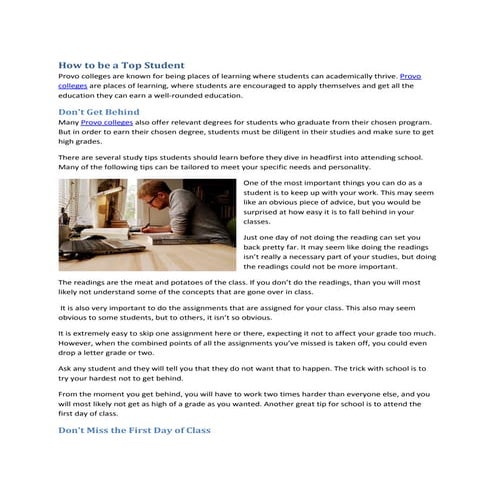 How to be a top student