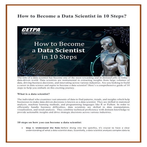 How to Become a Data Scientist in 10 Steps - CETPA Infotech