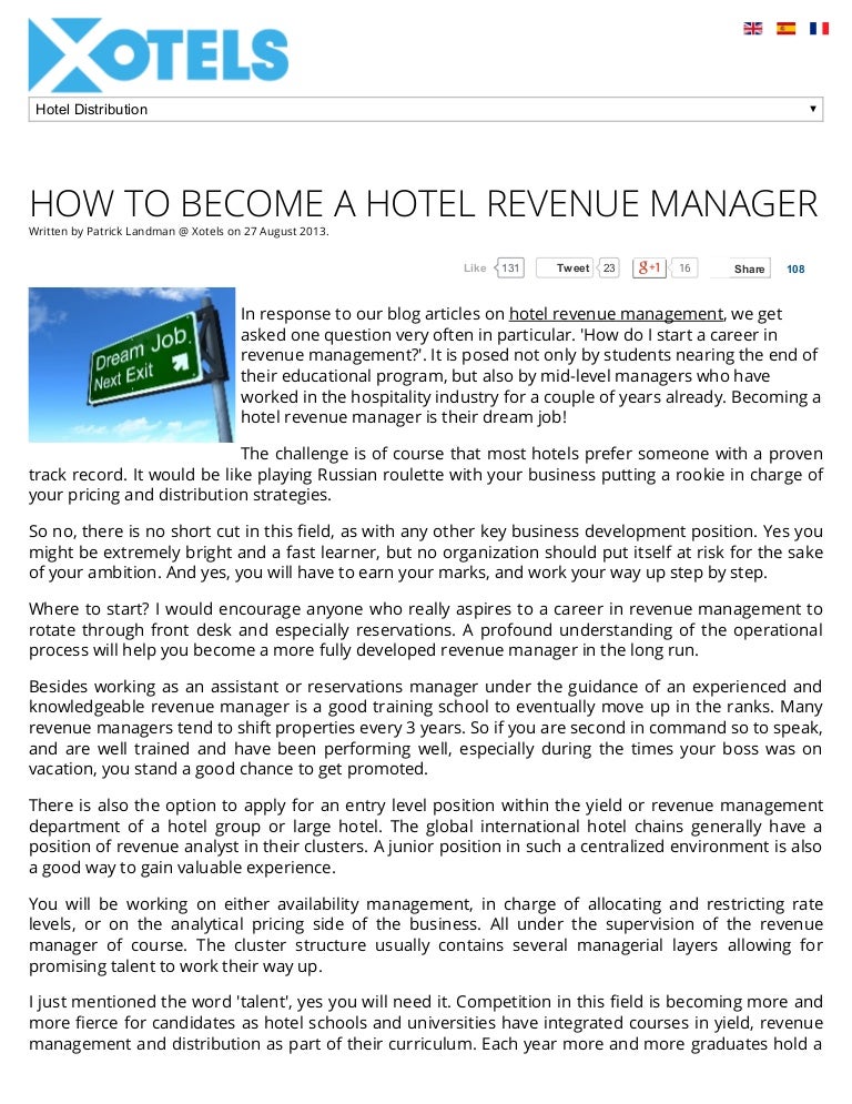 How to a hotel revenue manager