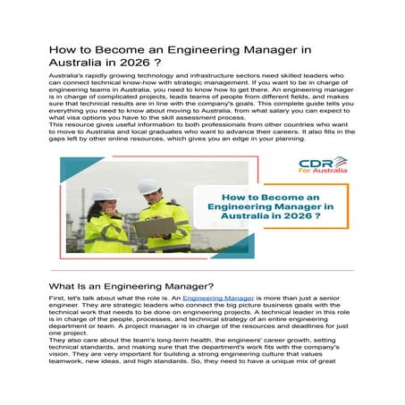 Comprehensive Guide to Becoming an Engineering Manager in Australia by ...