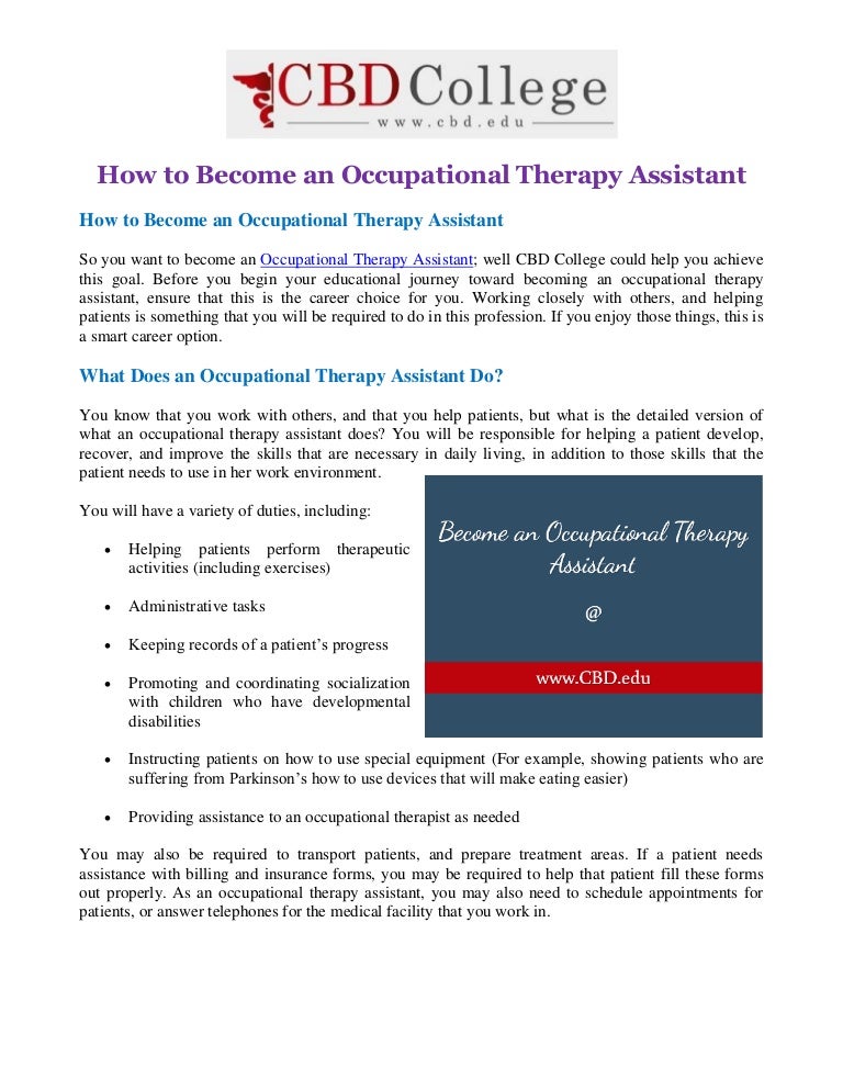 How to an Occupational Therapy Assistant