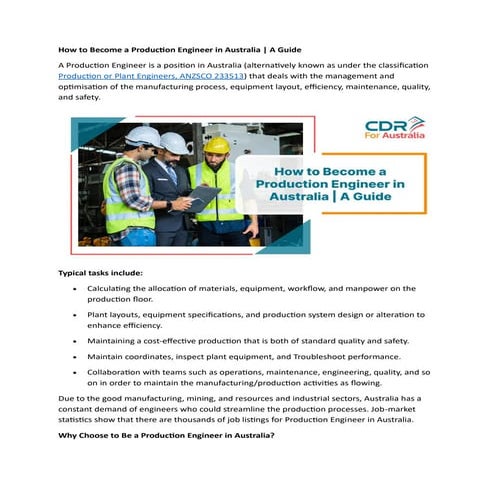 CDR for Environmental Engineer Australia | PDF