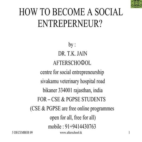 How to become a social entreperneur
