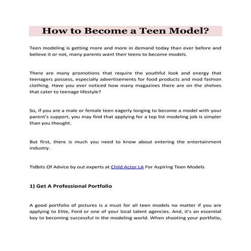 How to Become a Teen Model?