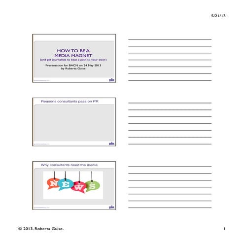 How to Be a Media Magnet with Roberta Guise--Handout