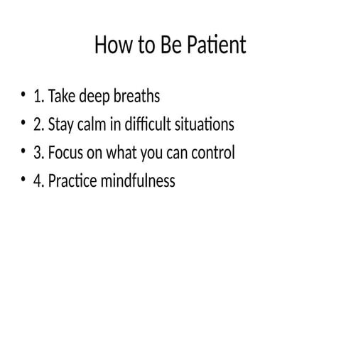 Effective Strategies for Cultivating Patience in Daily Life | PPTX