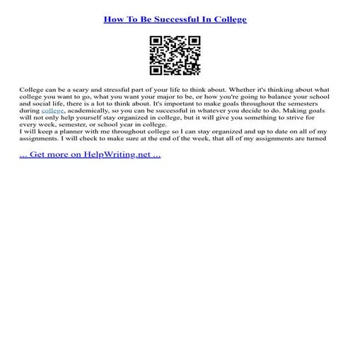 How To Be Successful In College | PDF