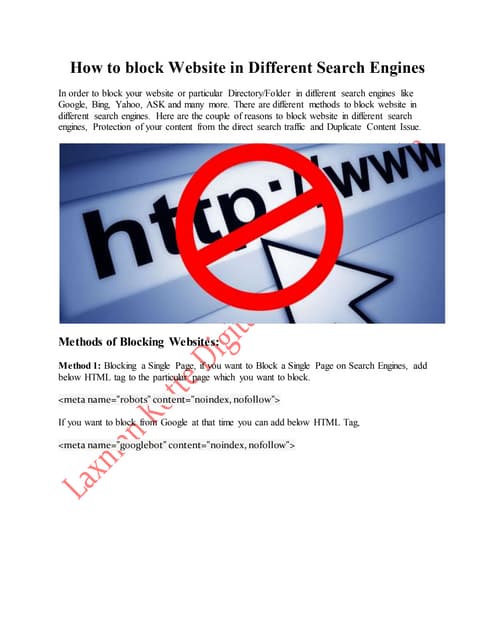 How to block Website in Different Search Engines