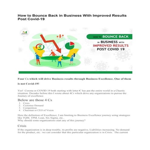 How to bounce back in business with improved results post covid 