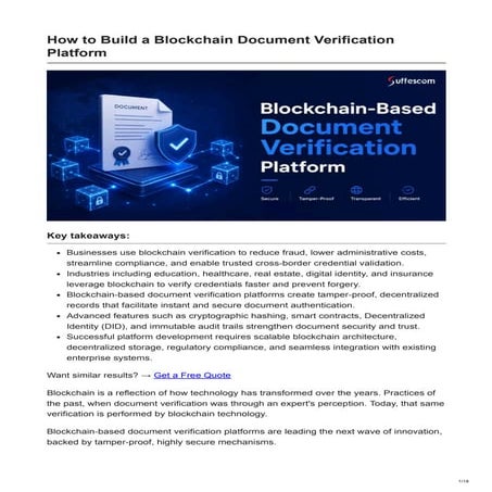 How to Build a Blockchain Document Verification Platform for Secure ...