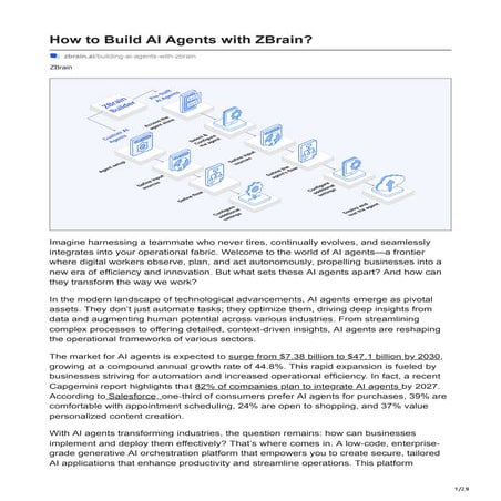 How to build AI agents with ZBrain: Introduction, agent types, development an...