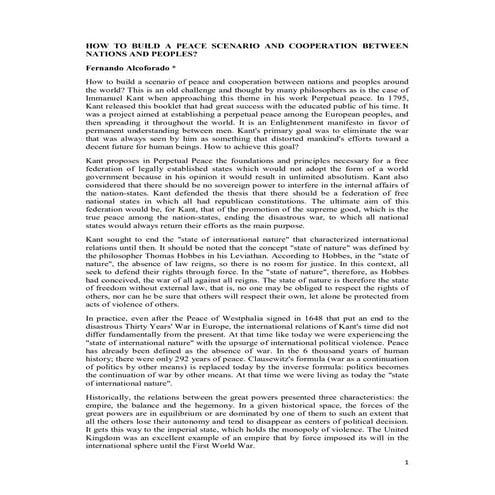 How to build a peace scenario and cooperation between nations and peoples