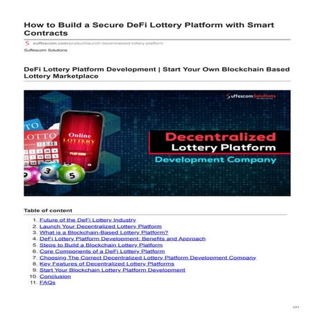 How to Build a Secure DeFi Lottery Platform with Smart Contracts | PDF