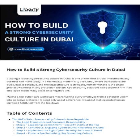 How to Build a Strong Cybersecurity Culture in Dubai | PDF