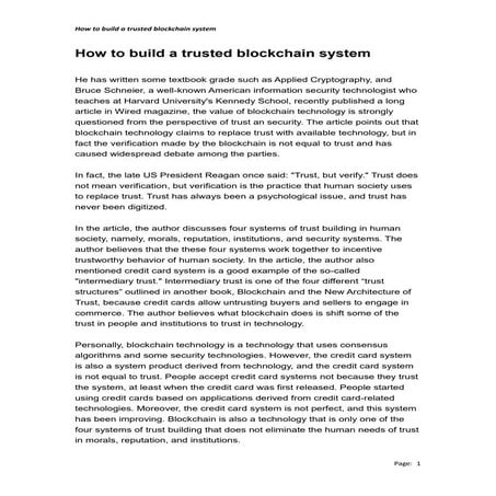 How to build a trusted blockchain system