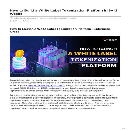 Launch Your Own White Label Tokenization Platform with Ease | PDF