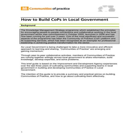 How to build CoPs in local government