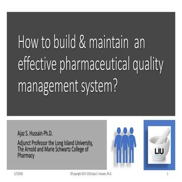 How to Build Effective Pharmaceutical Quality Managment System & Self-develop...