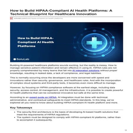 How to Build HIPAA-Compliant AI Health Platforms A Technical Blueprint ...